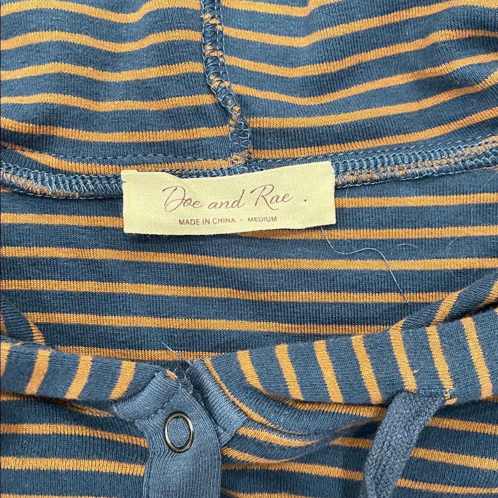 Striped Navy and Brown Doe & Rae Hoodie - Picture 2 of 3